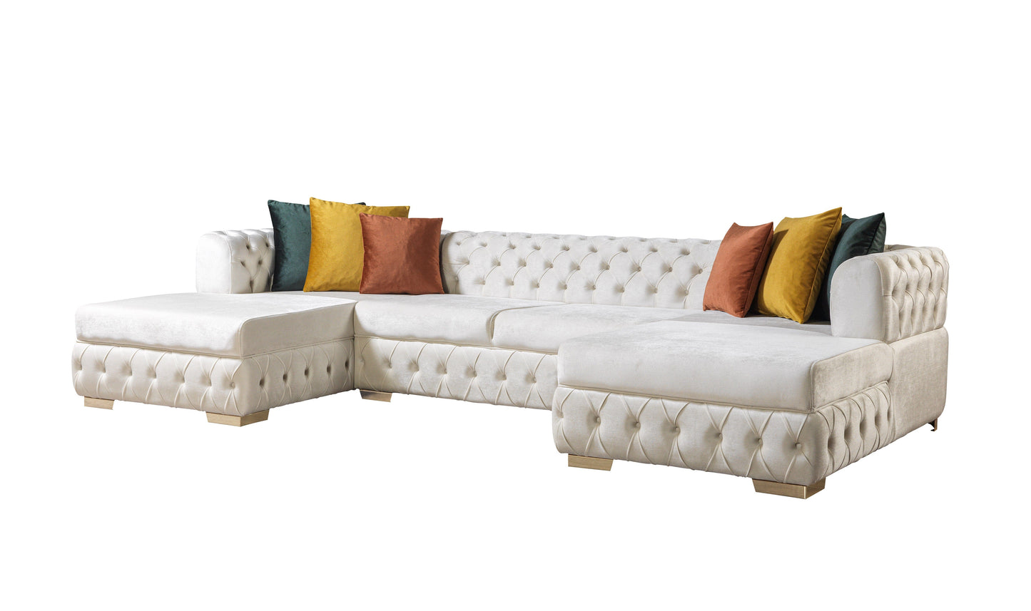Matilda Ivory Velvet Double Chaise Sectional