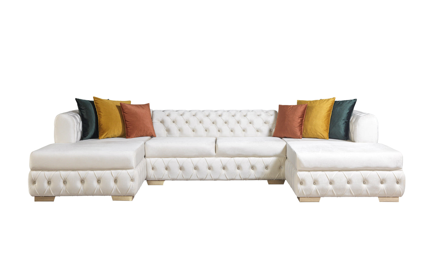 Matilda Ivory Velvet Double Chaise Sectional