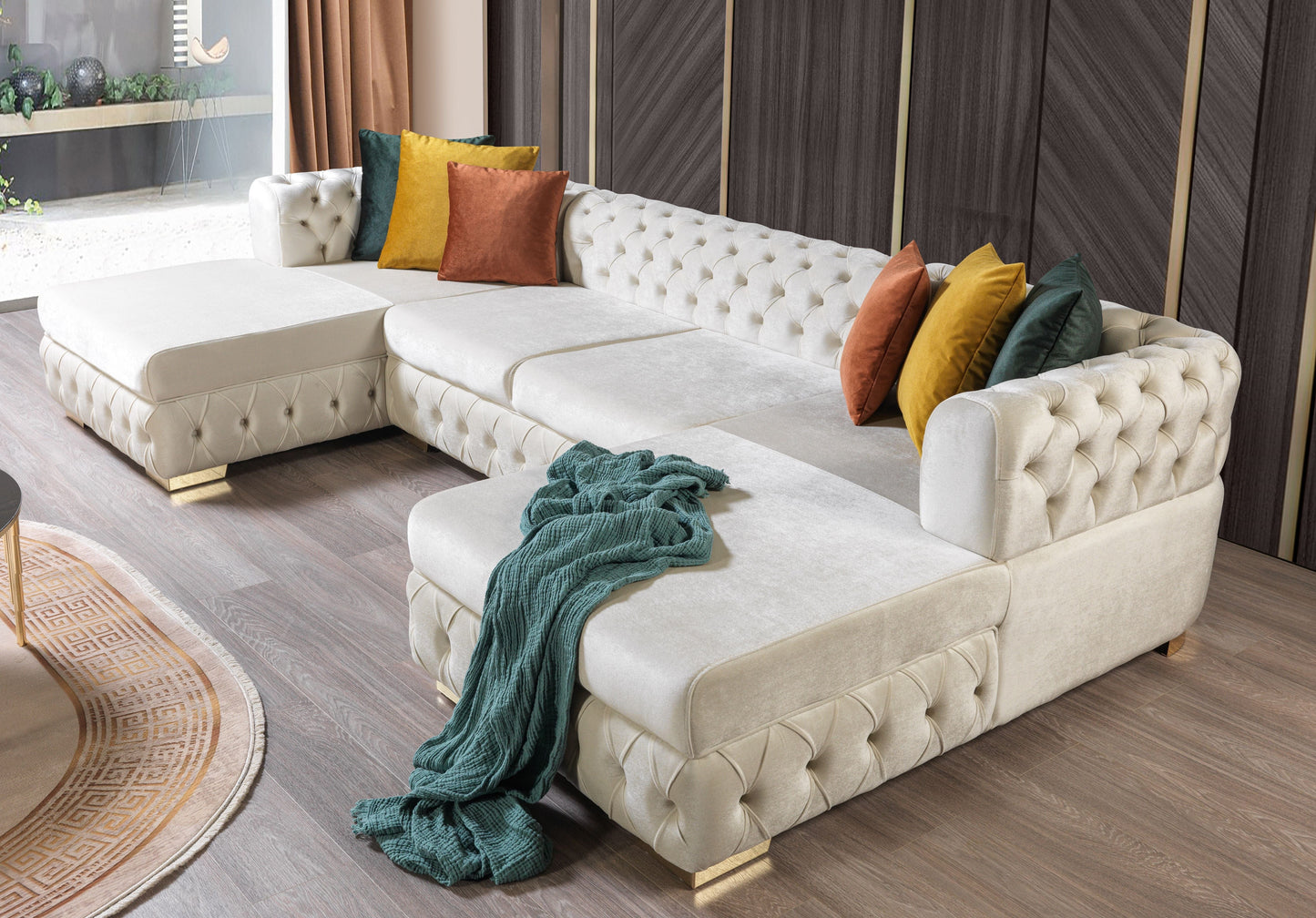 Matilda Ivory Velvet Double Chaise Sectional