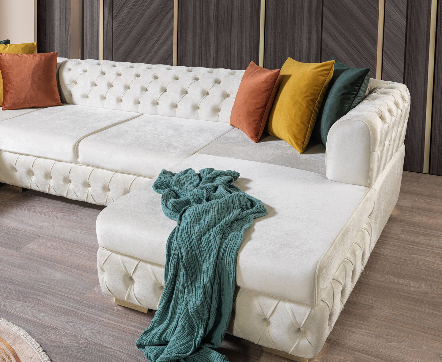Matilda Ivory Velvet Double Chaise Sectional