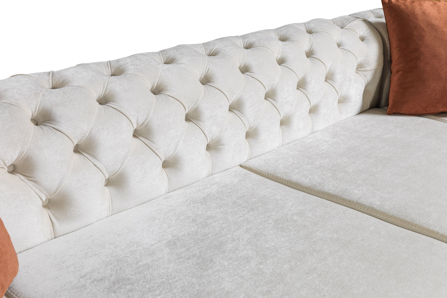 Matilda Ivory Velvet Double Chaise Sectional