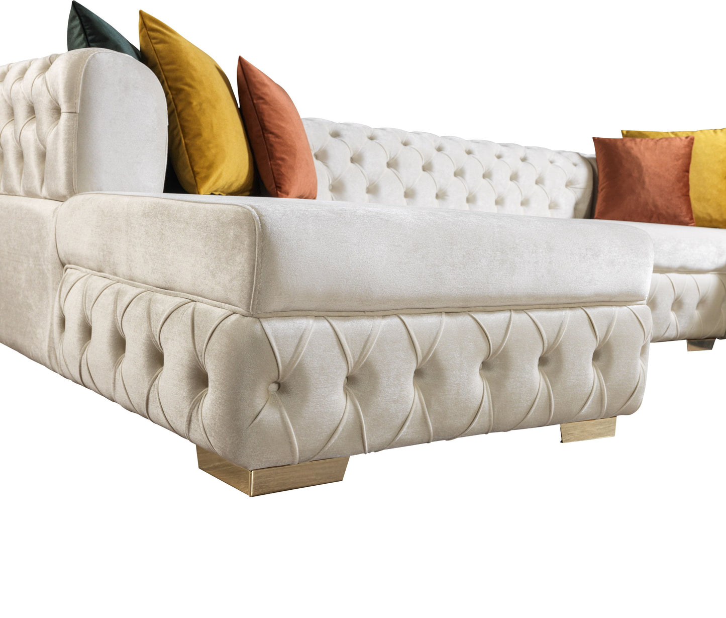 Matilda Ivory Velvet Double Chaise Sectional