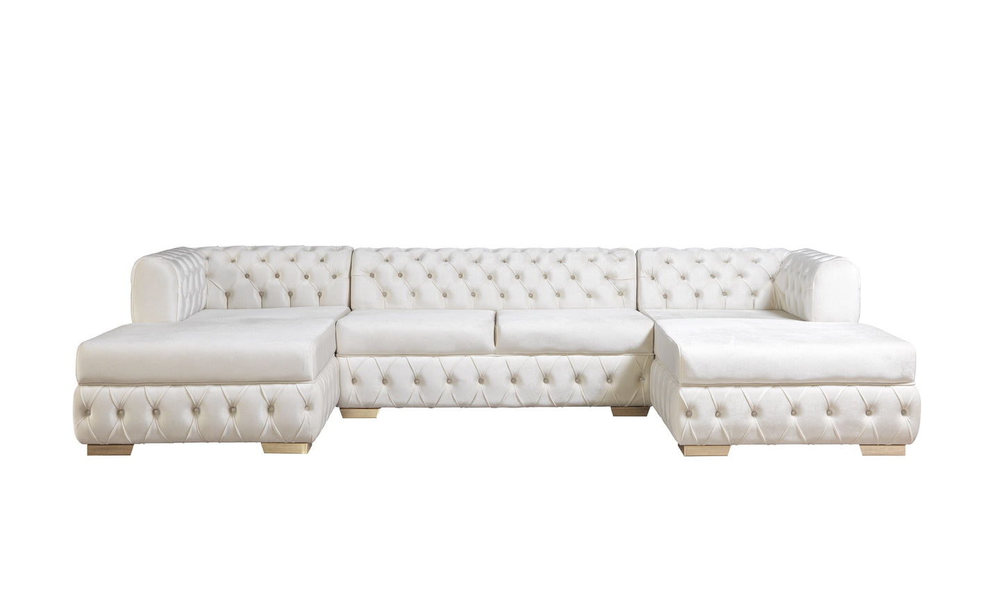 Matilda Ivory Velvet Double Chaise Sectional