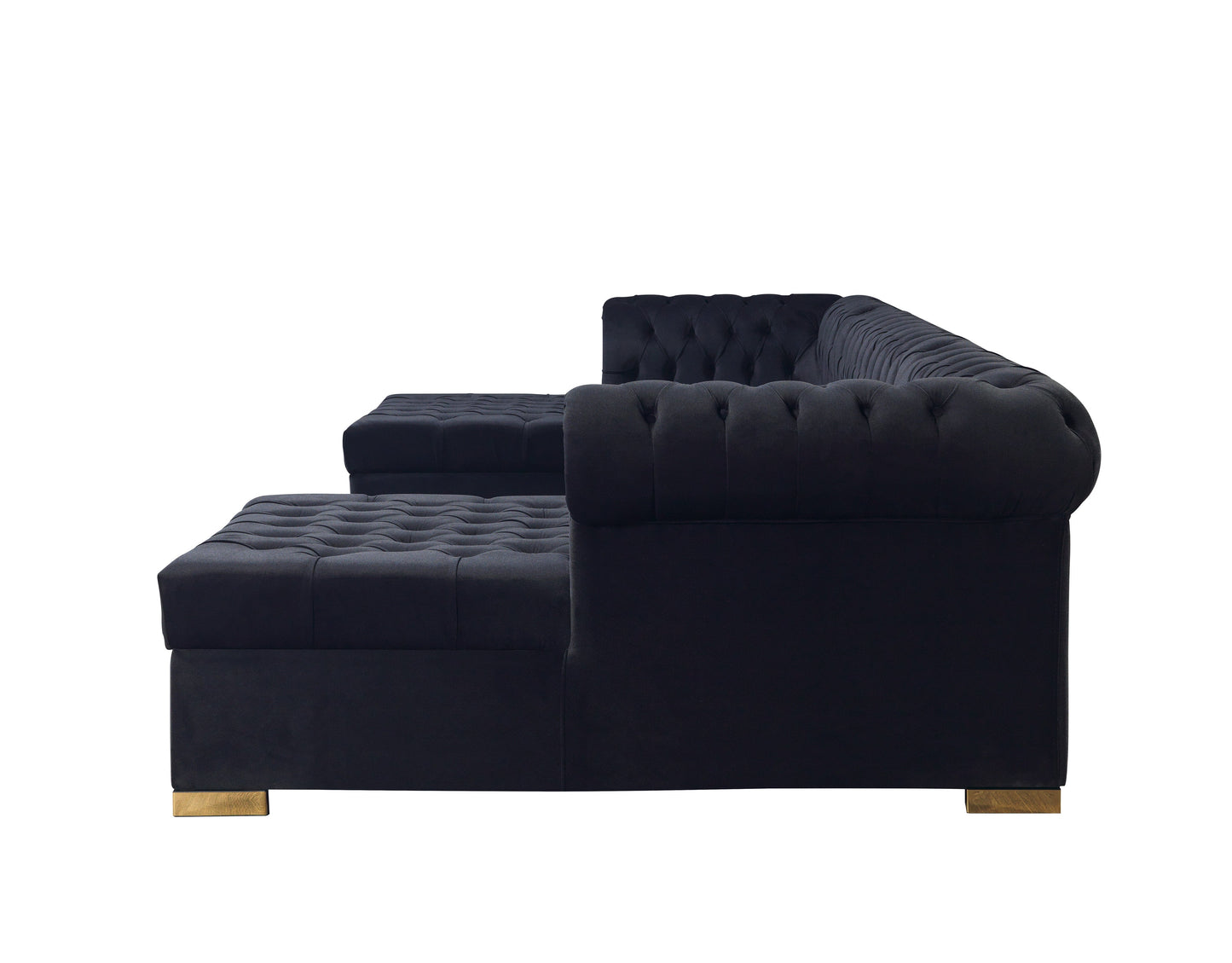 Lauren Black Velvet Double Chaise Sectional