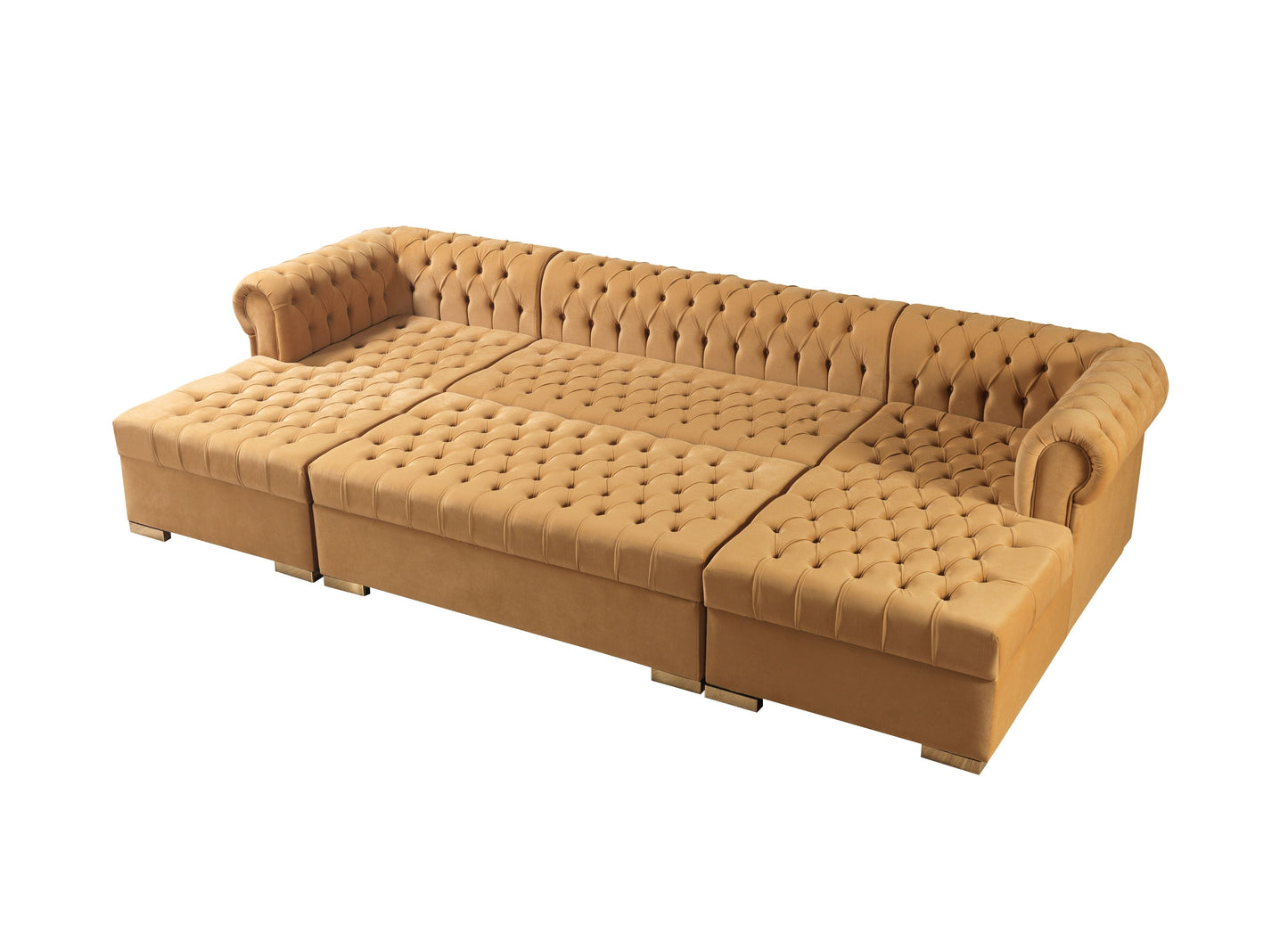 Lauren Mustard Velvet Double Chaise Sectional