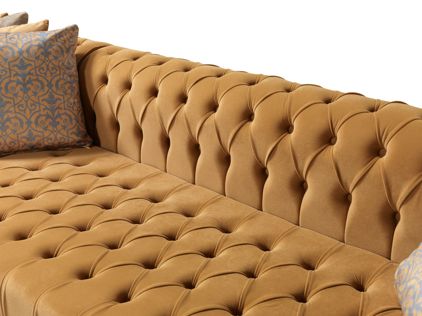 Lauren Mustard Velvet Double Chaise Sectional