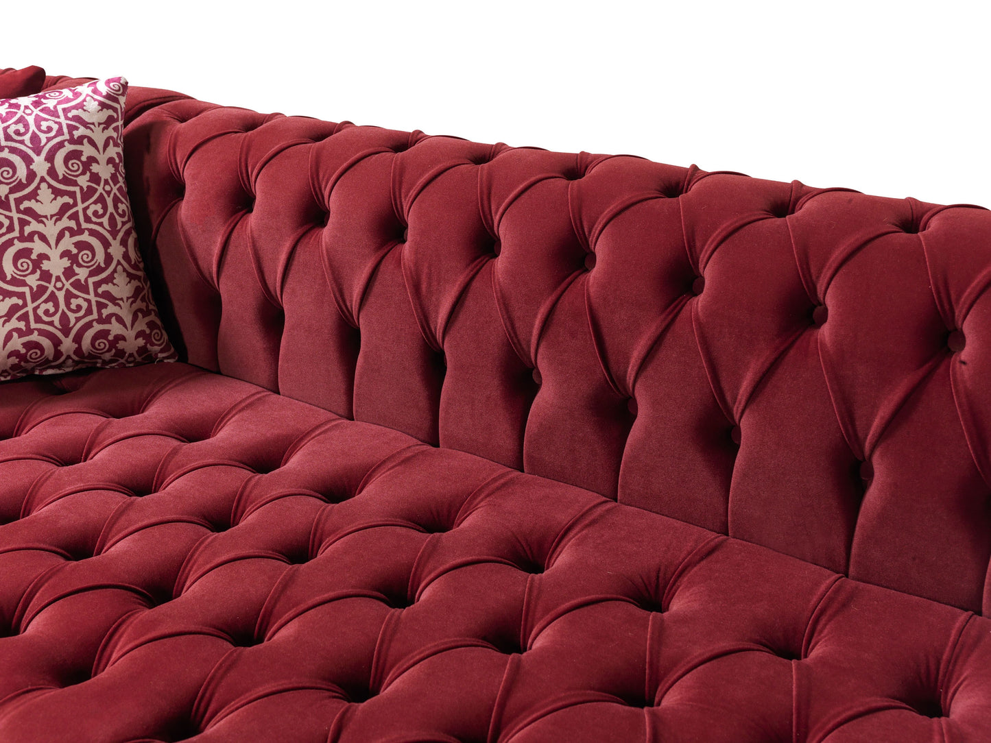 Lauren Maroon Velvet Double Chaise Sectional