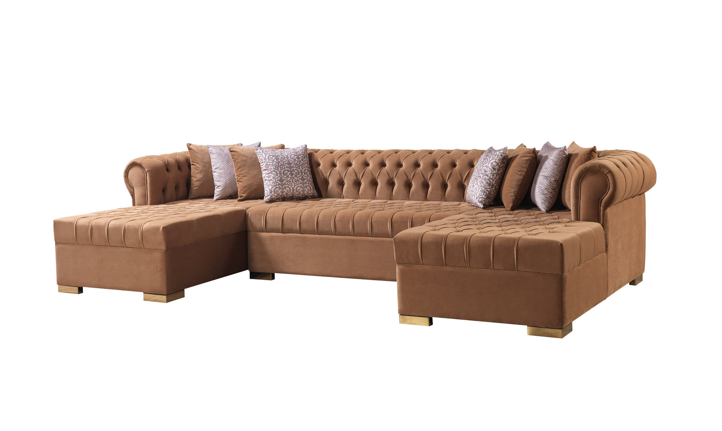 Lauren Mocha Velvet Double Chaise Sectional