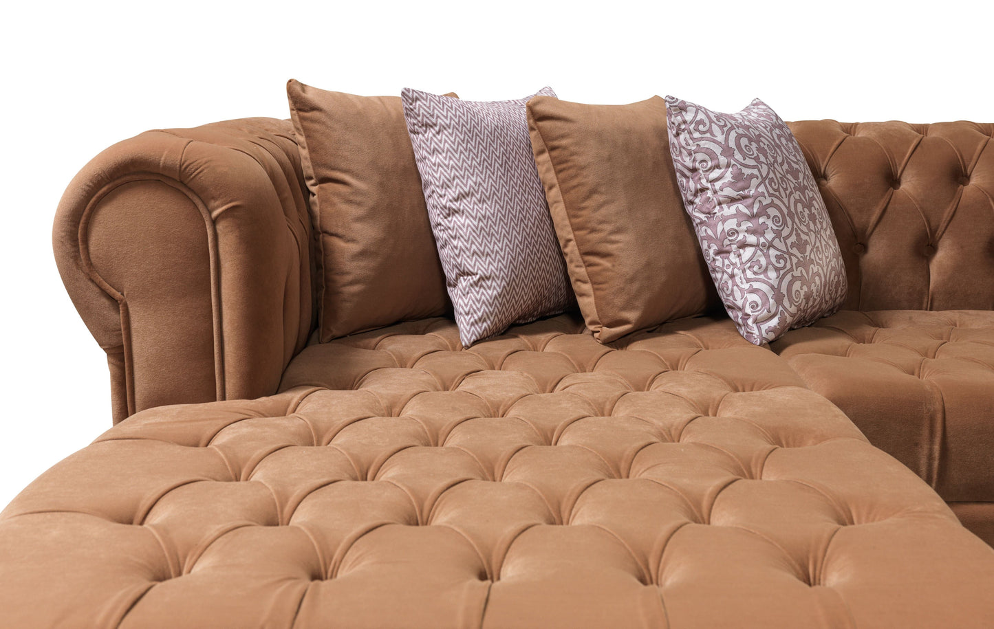 Lauren Mocha Velvet Double Chaise Sectional