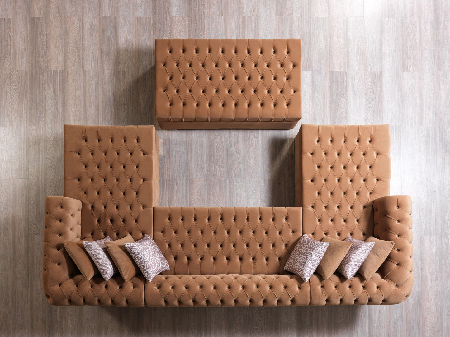 Lauren Mocha Velvet Double Chaise Sectional