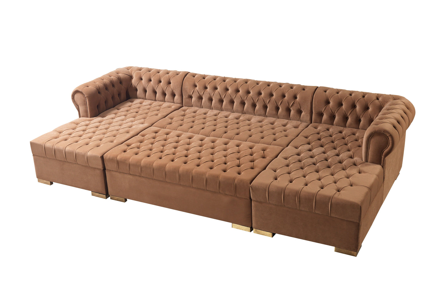 Lauren Mocha Velvet Double Chaise Sectional