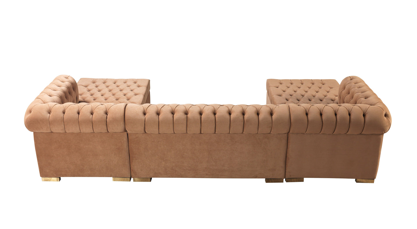 Lauren Mocha Velvet Double Chaise Sectional
