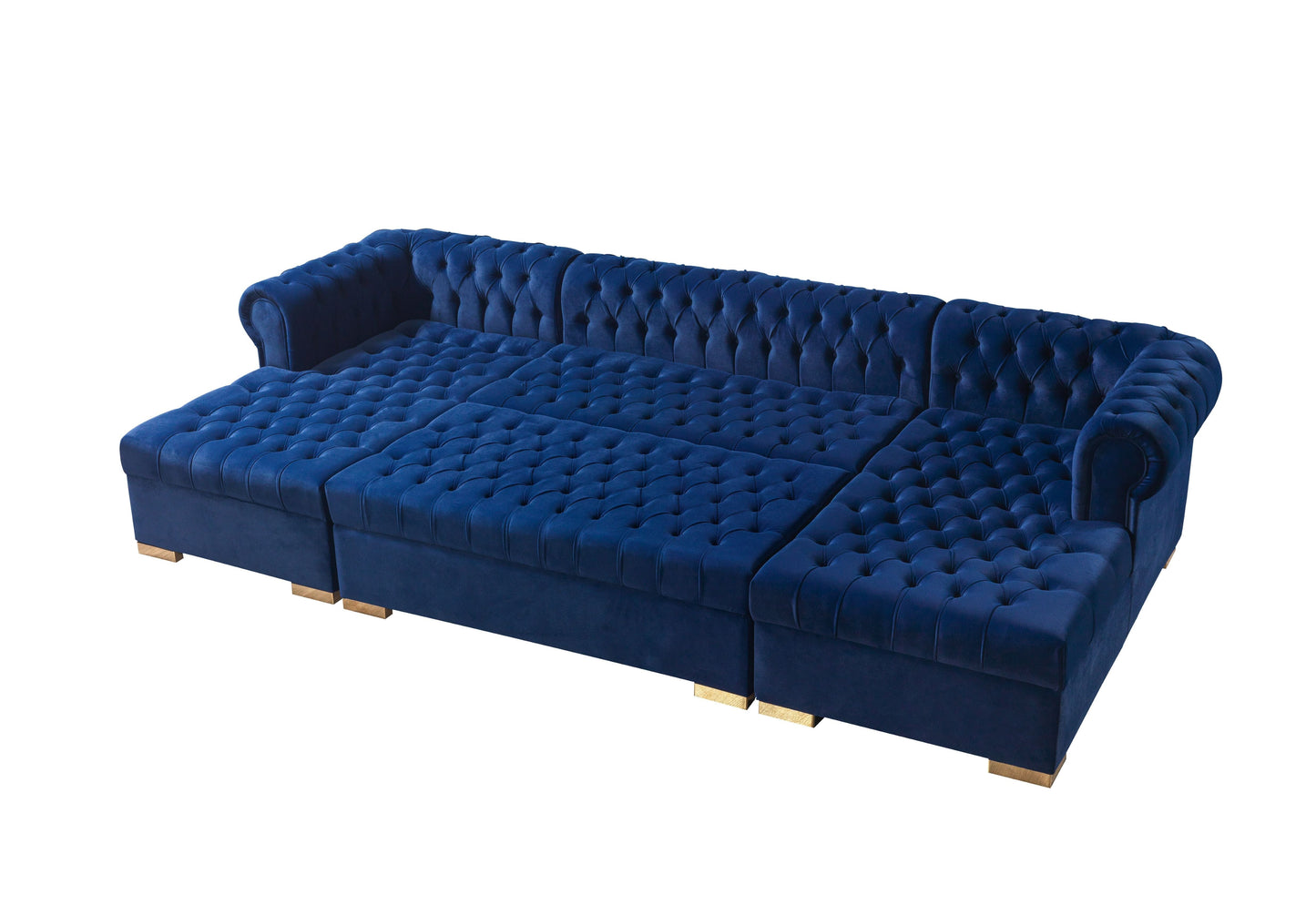 Lauren Navy Velvet Double Chaise Sectional