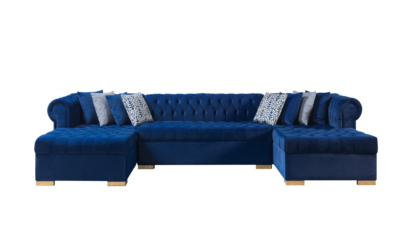 Lauren Navy Velvet Double Chaise Sectional