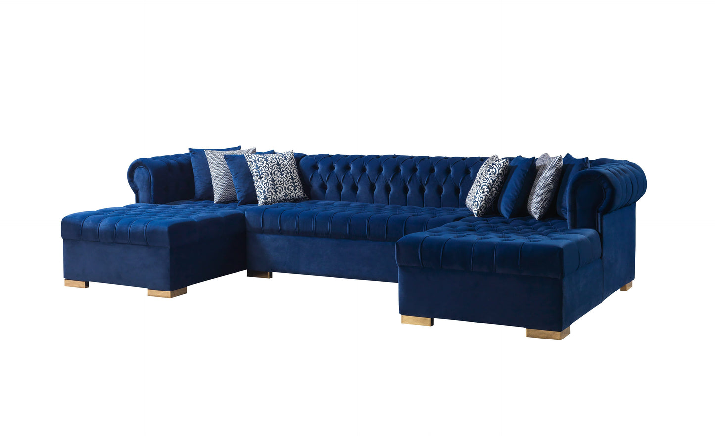 Lauren Navy Velvet Double Chaise Sectional