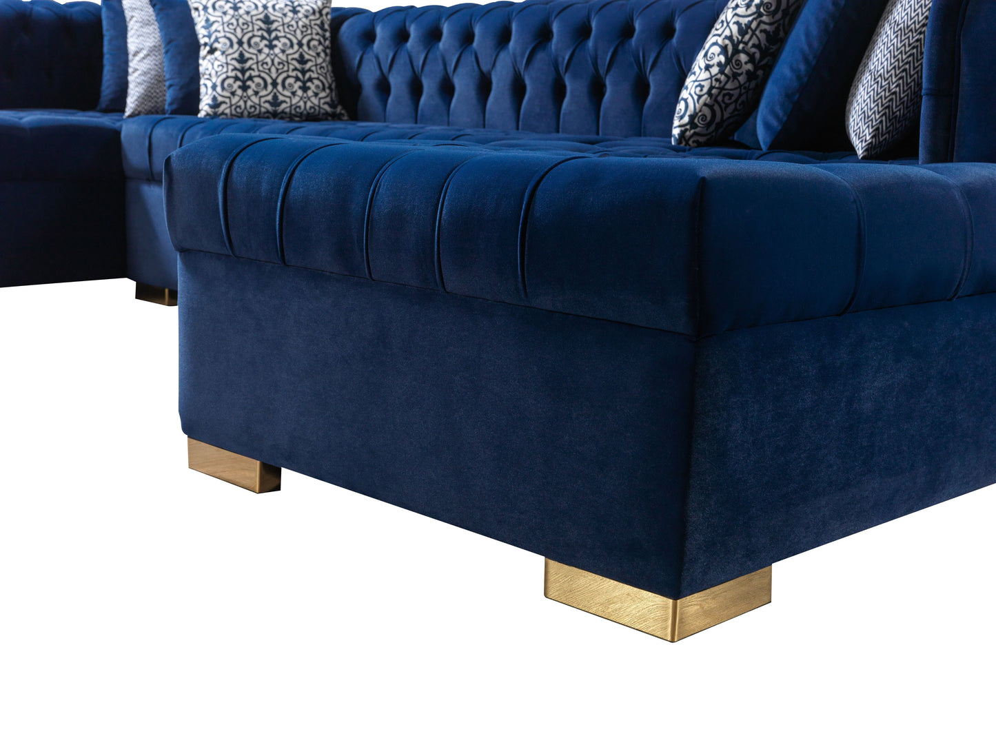 Lauren Navy Velvet Double Chaise Sectional