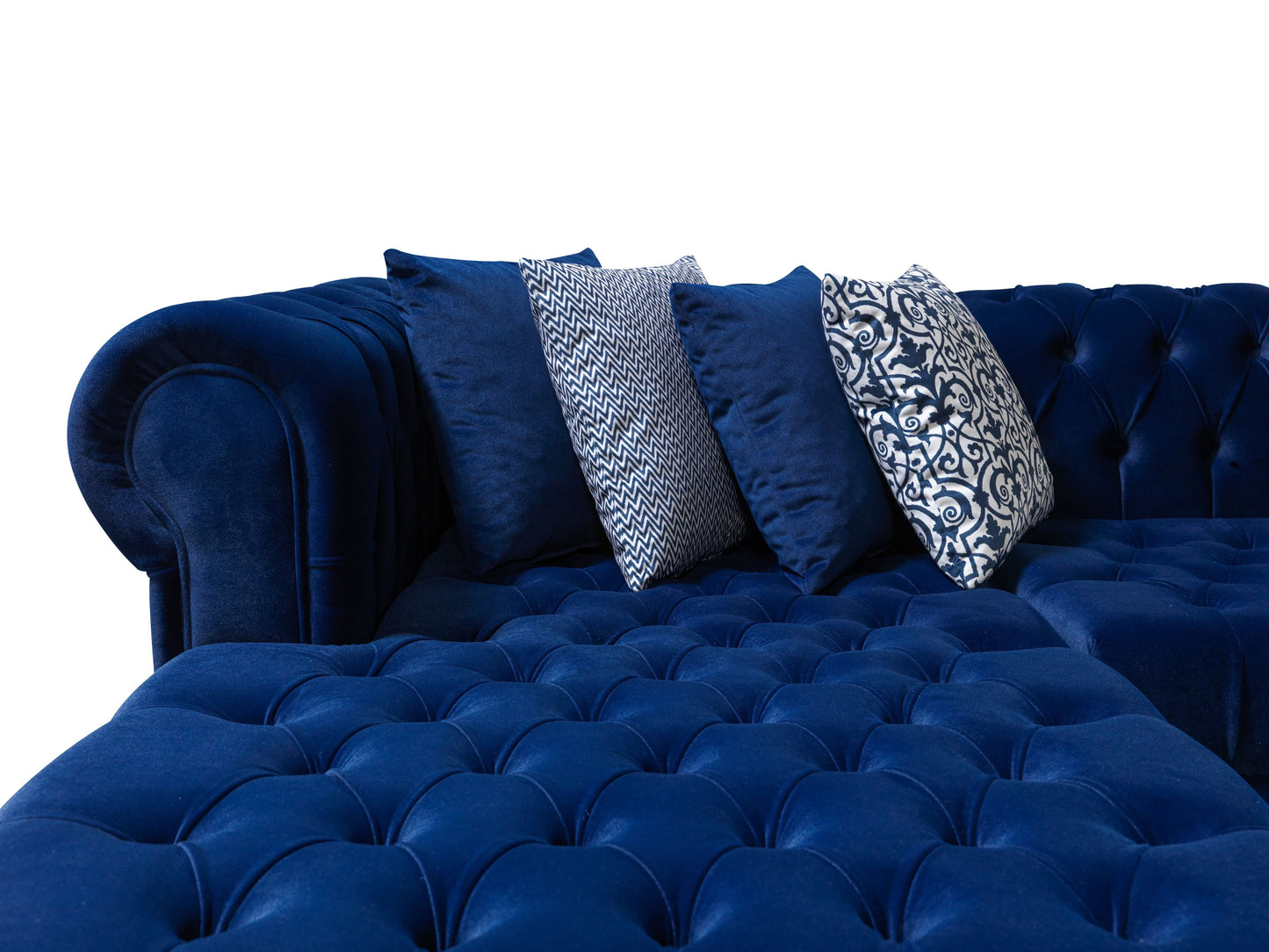 Lauren Navy Velvet Double Chaise Sectional