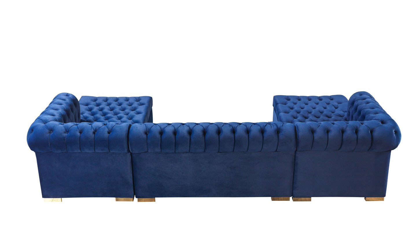 Lauren Navy Velvet Double Chaise Sectional
