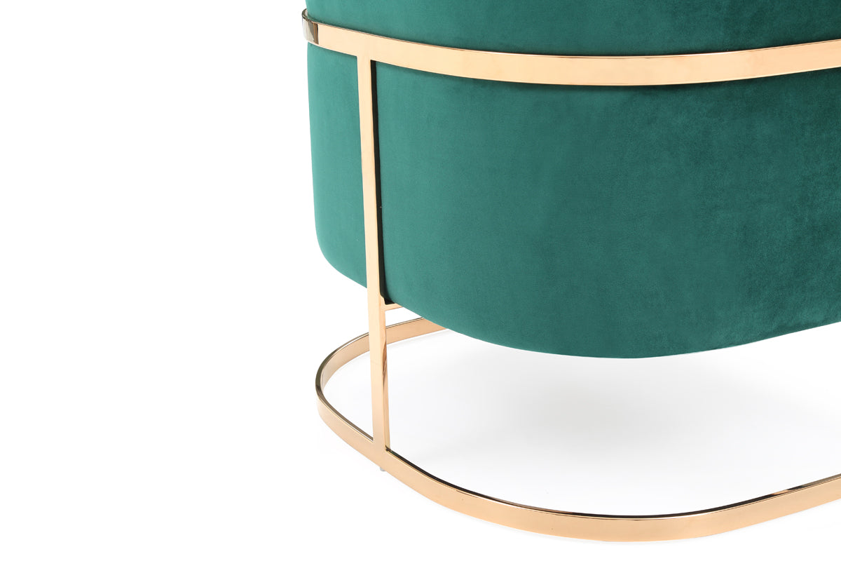 Modrest Trask Modern Green Velvet & Rosegold Accent Chair