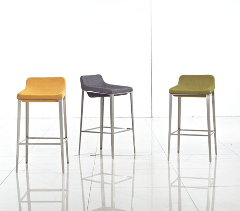 Modrest Adhil Mid-Century Yellow Fabric Bar Stool
