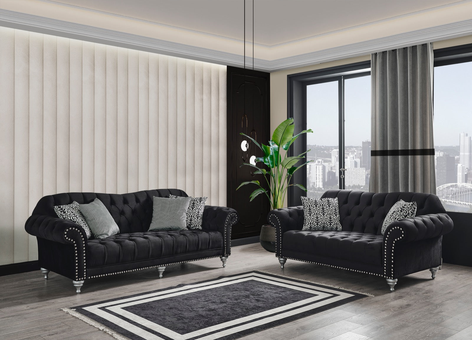 juliette-black-velvet-sofa-loveseat – XOOM FURNITURE