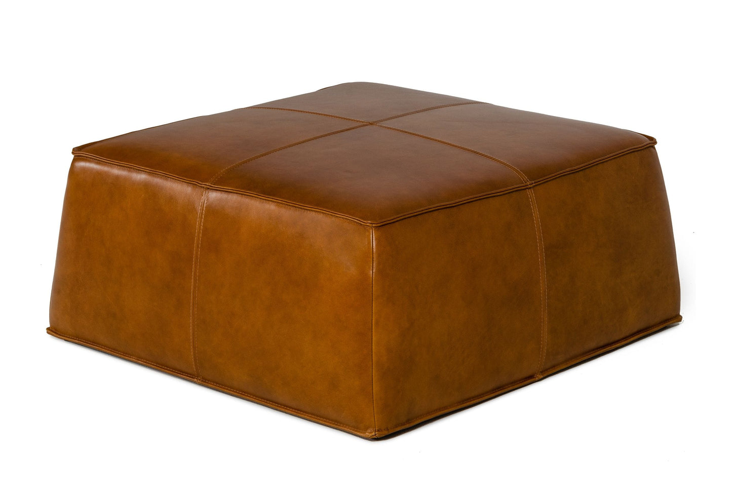 Divani Casa April - Modern Camel Leather Square Ottoman