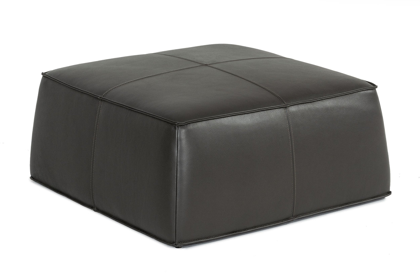 Divani Casa April - Modern Dark Grey Leather Square Ottoman
