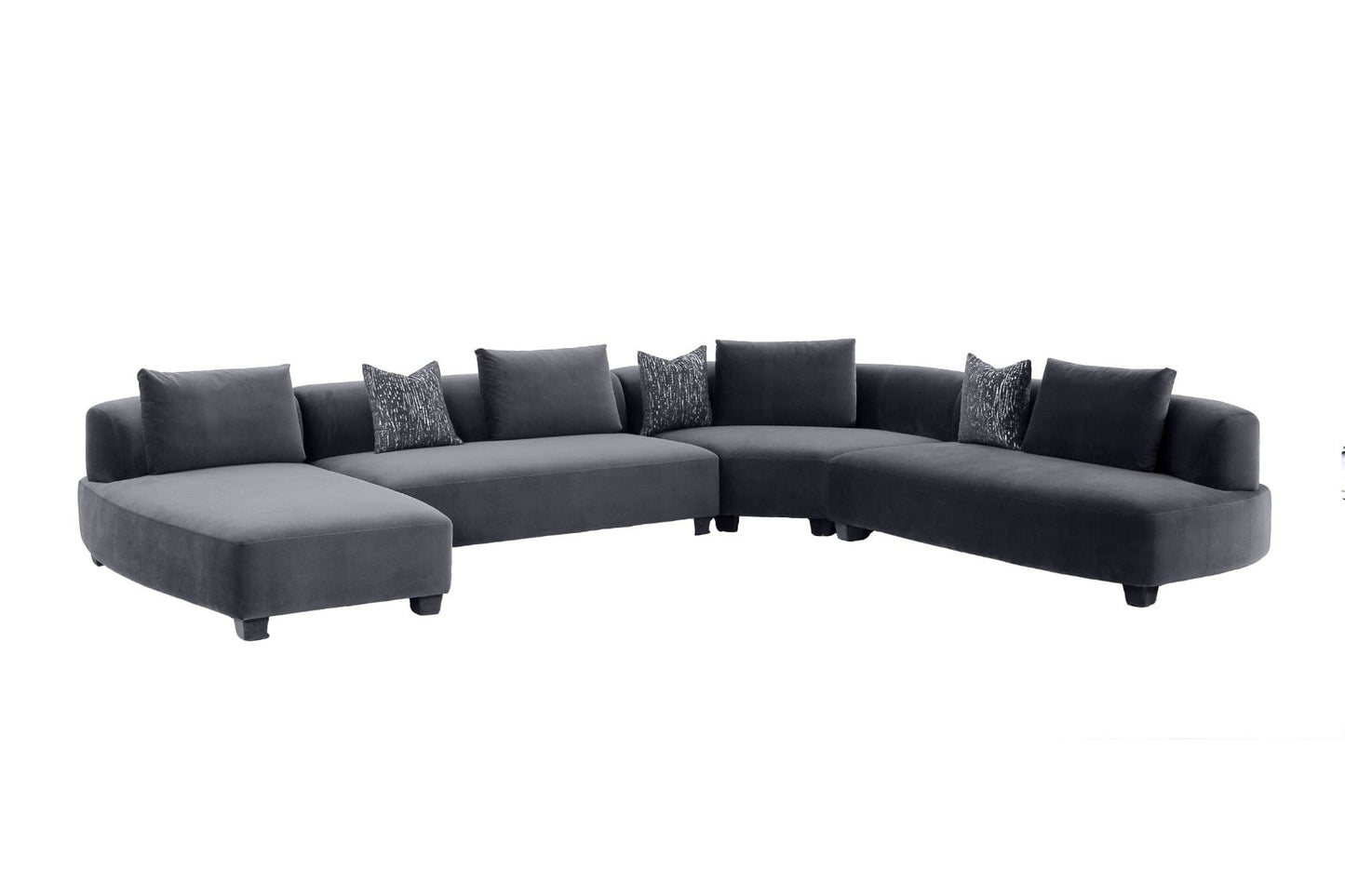 Divani Casa Bayou - Contemporary Grey Velvet U Shaped Sectional Sofa