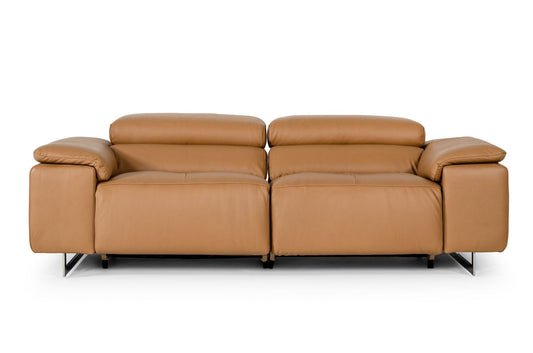 Estro Salotti Blossom Modern Cognac Leather Dual Reclining Sofa