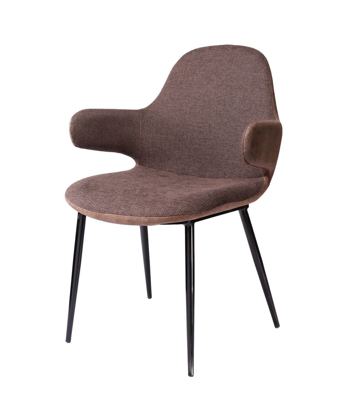 Modrest Bontura - Modern Brown Fabric & Leatherette Accent Chair