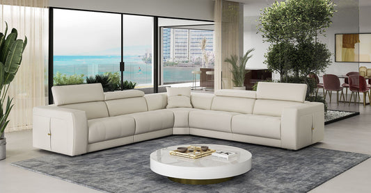 Coronelli Collezioni Dalton - Modern Italian Cream Leather Sectional + Recliners