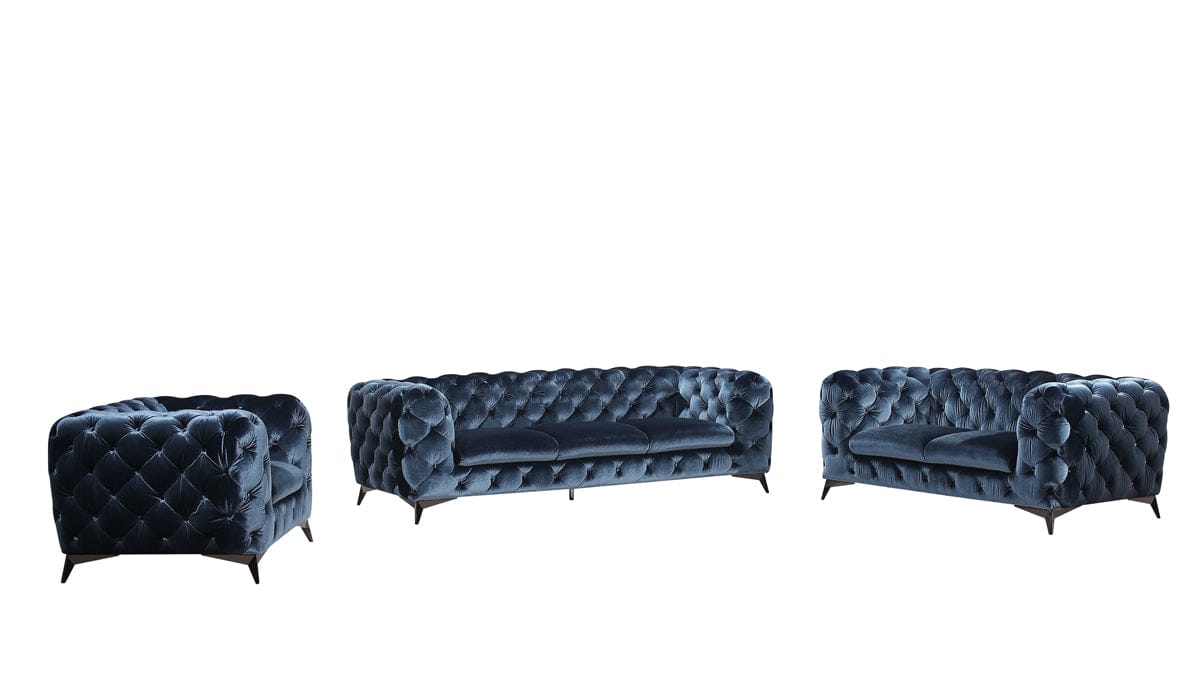 Divani Casa Delilah Modern Blue Fabric Loveseat