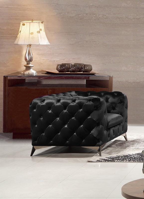 Divani Casa Delilah - Modern Black Fabric Armchair