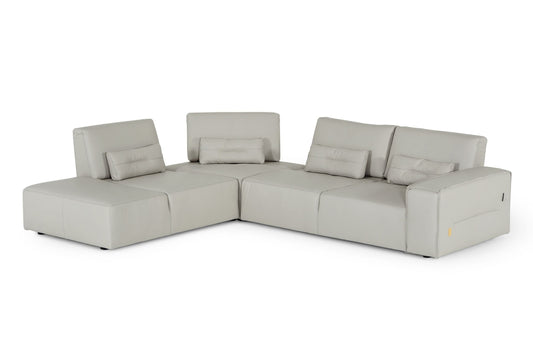 Accenti Italia Enjoy - Italian Modern Grey Leather Left Facing Sectional Sofa