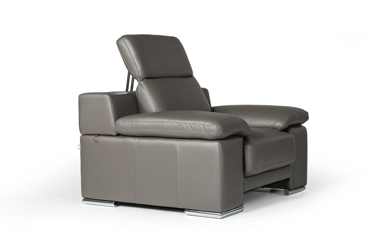 Estro Salotti Evergreen Modern Dark Grey Italian Leather Sofa Set