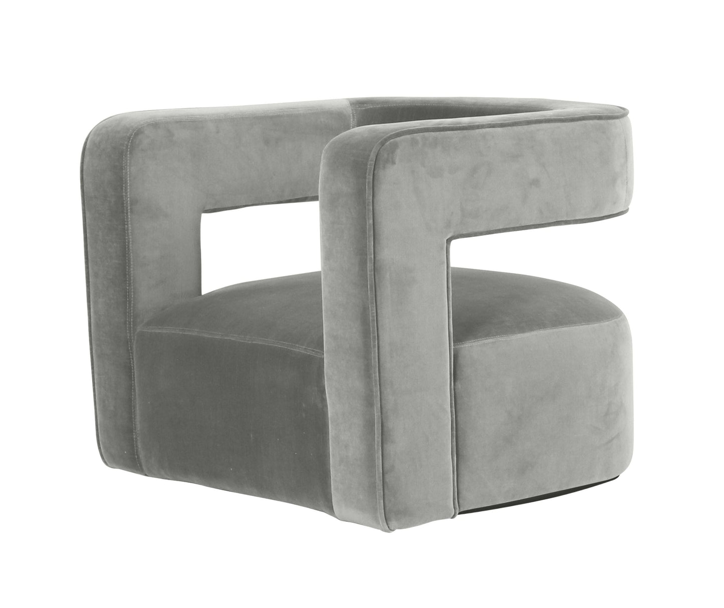 Modrest Fanny - Modern Swivel Grey Velvet Accent Chair
