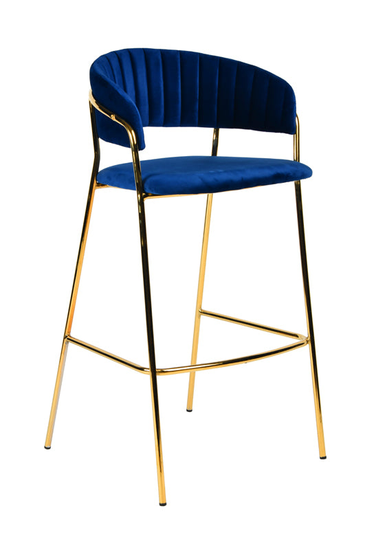 Modrest Brandy Modern Blue Fabric Bar Stool (Set of 2)