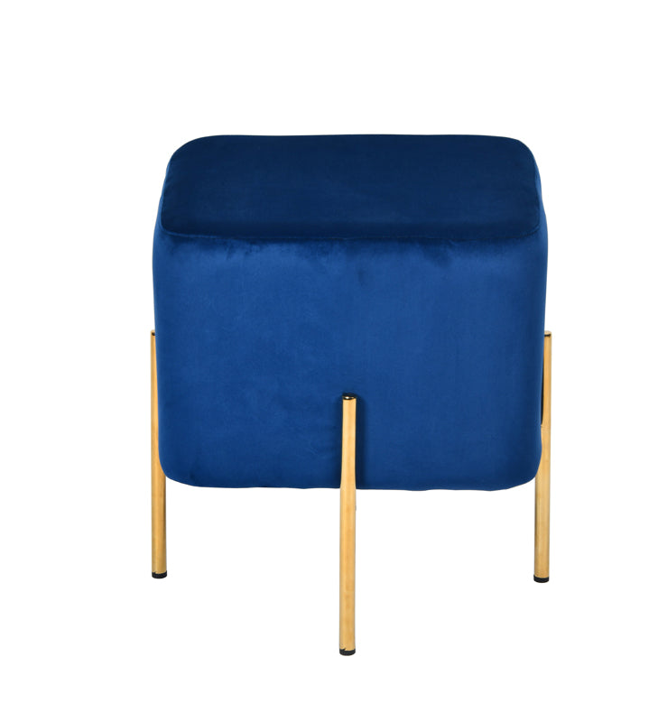 Modrest Daphne Modern Blue Velvet & Gold Ottoman