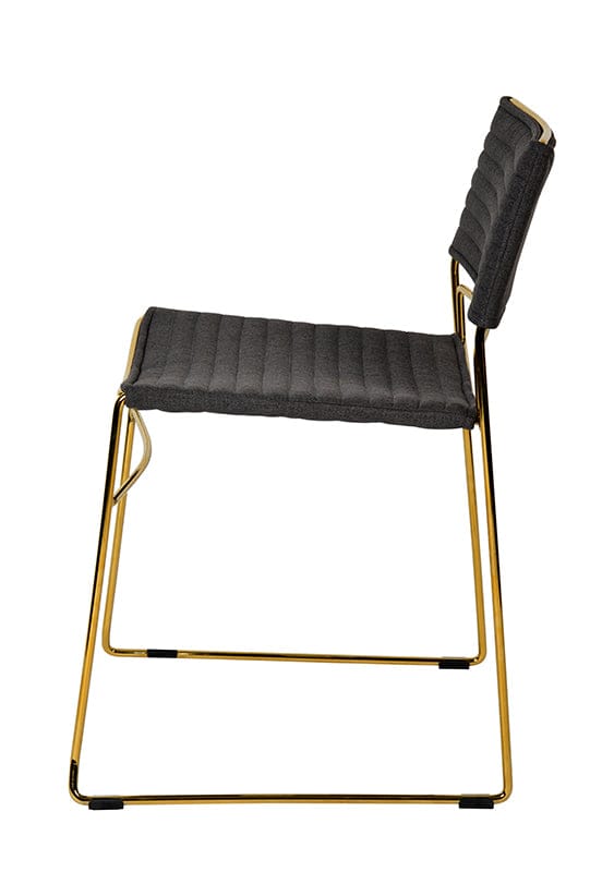 Modrest Swain Modern Grey Fabric & Gold Dining Chair (Set of 2)