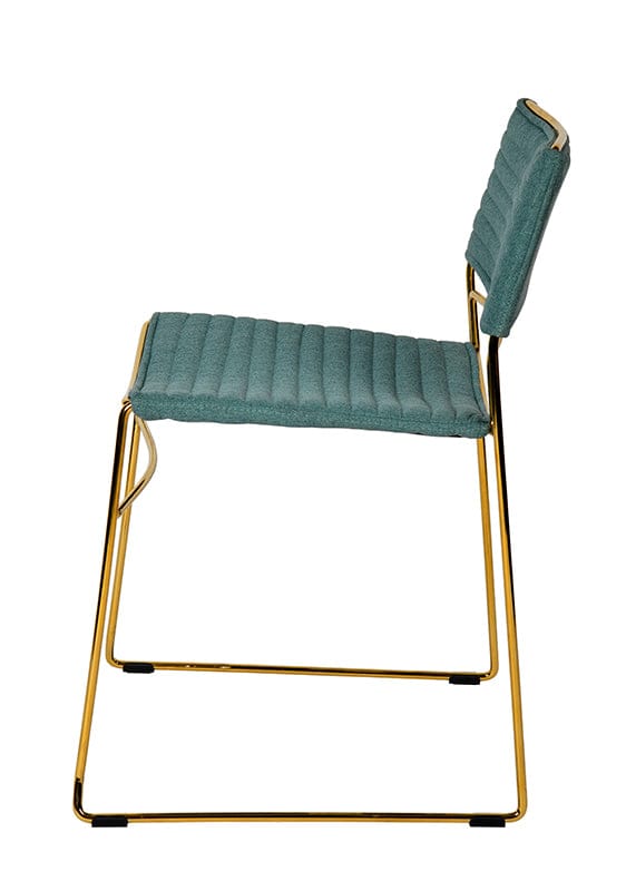 Modrest Swain Modern Green Fabric & Gold Dining Chair (Set of 2)
