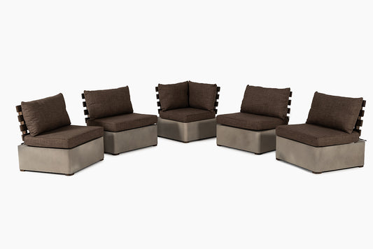 Renava Garza Outdoor Concrete & Teak Modular Sectional