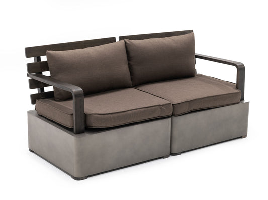 Renava Garza - Outdoor Concrete & Acacia 2 Seater Sofa Set