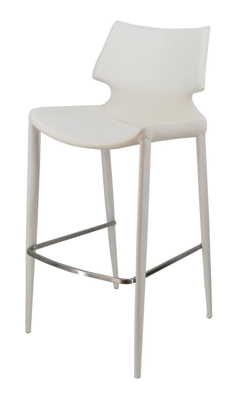 Modrest Hayes Modern White Eco-Leather Bar Stool (Set of 2)
