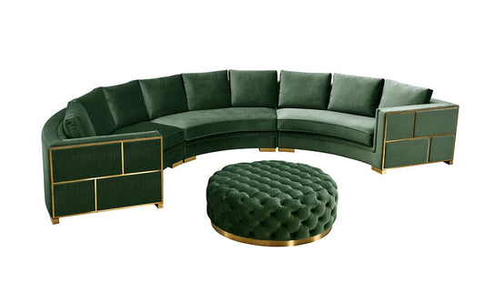Divani Casa - Ritner Modern Green Velvet Curved Sectional Sofa
