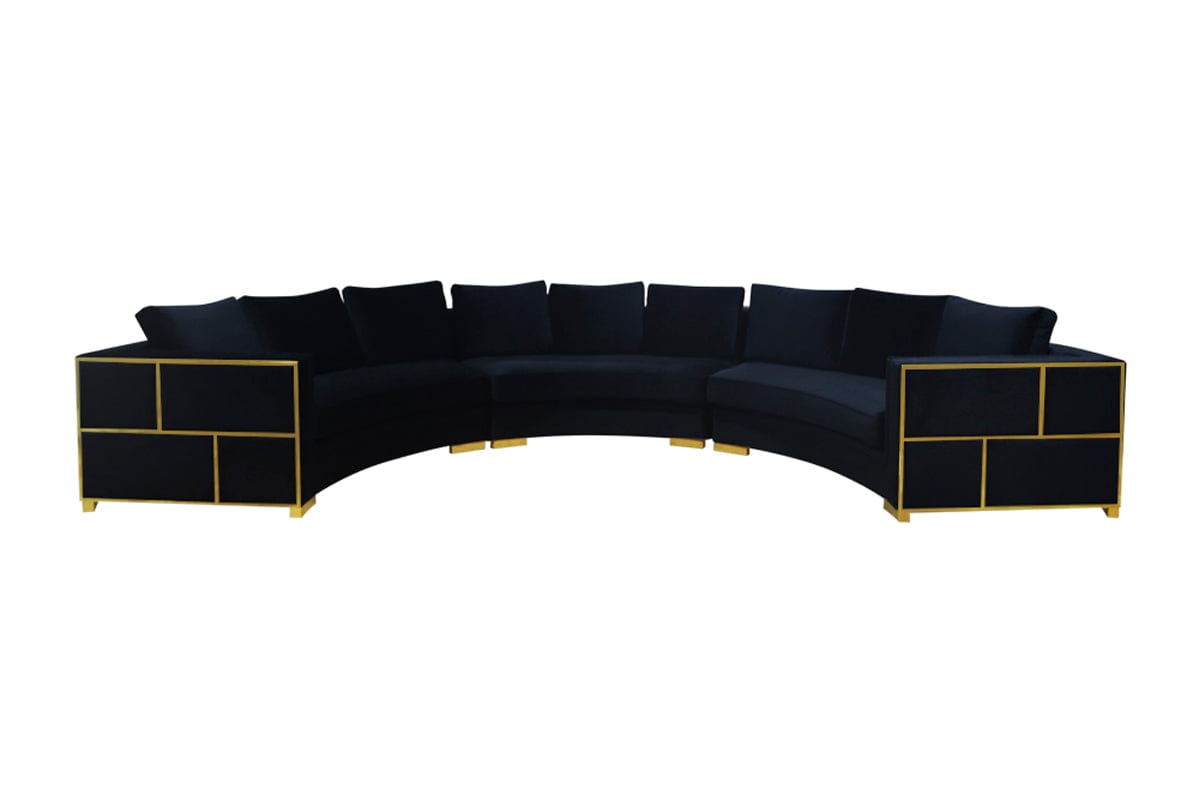 Divani Casa - Ritner Modern Black Velvet Curved Sectional Sofa