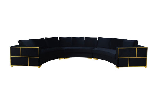 Divani Casa - Ritner Modern Black Velvet Curved Sectional Sofa