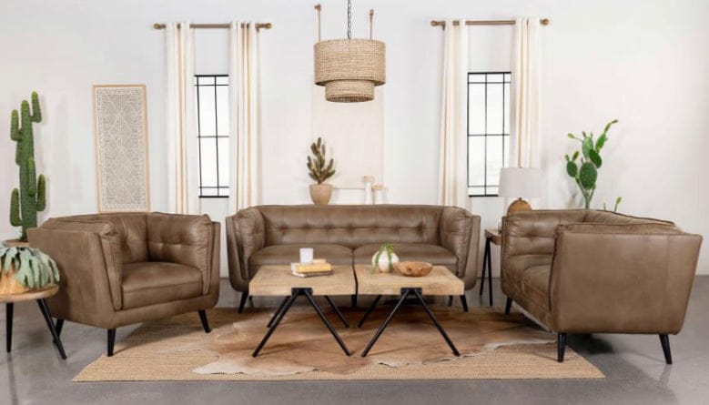 Thatcher Upholstered Button Tufted Sofa Brown