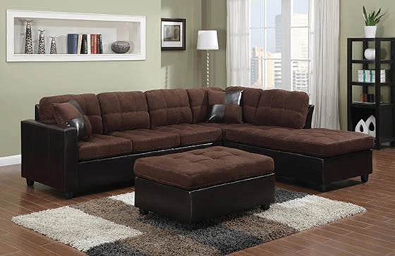 Mallory Upholstered Sectional Chocolate And Dark Brown