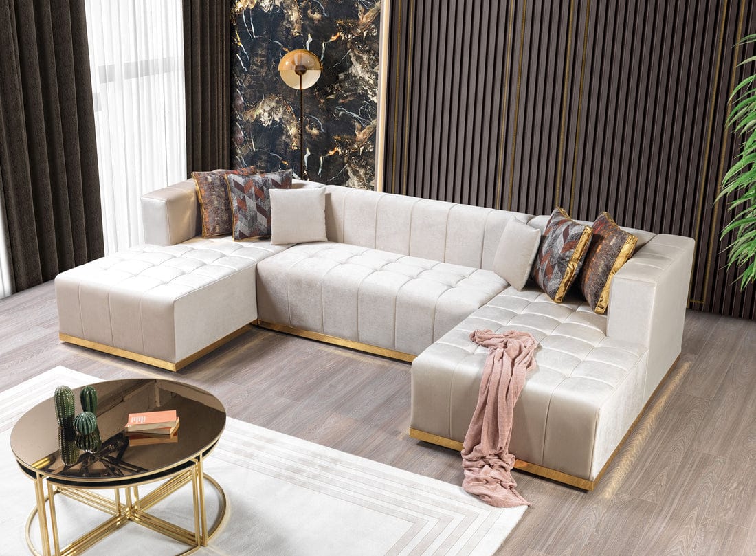Elisha Velvet Double Chaise Sectional