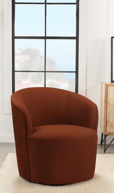 Joyce Sloped Arms Swivel Chair Burnt Orange